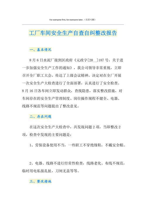 维修技改自查报告:以严谨方法保障生产安全